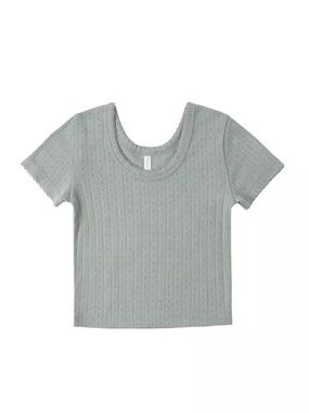 Rylee + Cru Seafoam Pointelle Tee Eyelet Knit Short Sleeve